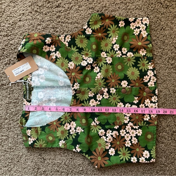 NWT~Princess Highway 60’s 70’s Inspired Green, Brown, & Cream Floral Vest, Large - Picture 5 of 7